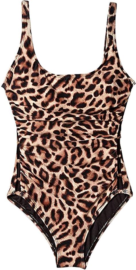 Homille Womens Leopard One Piece Swimsuit Sexy Hollow Out Low Back