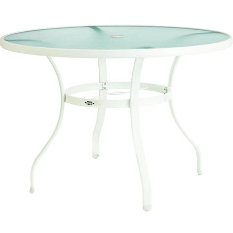 Hampton Bay Mix And Match White Round Glass Outdoor Dining