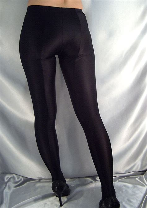 Sexy Black Opaque Thin Shiny Spandex Footed Leggings Mf507 Xs Xxxl Tall Ebay
