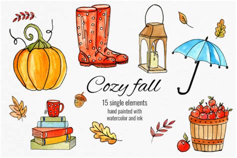 Cozy Fall Watercolor Set Graphic By Reddotshouse · Creative Fabrica
