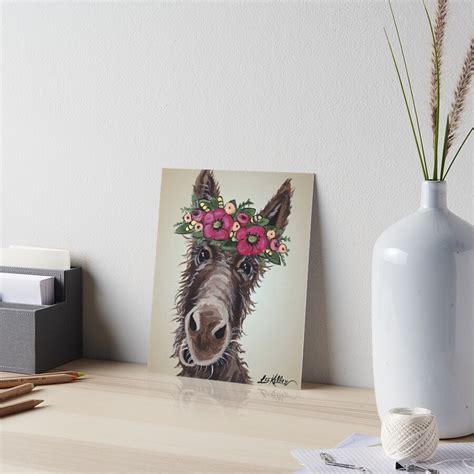 Donkey Art Donkey With Flower Crown Art Art Board Print For Sale By