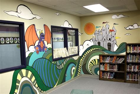 School Mural Idea For Library School Murals Mural Kids Wall Murals