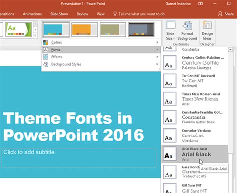 Theme Fonts In Powerpoint 2016 For Windows