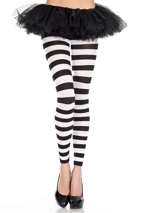 Adult Striped Leggings Black And White 599 The Costume Land