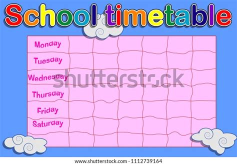 School Timetable Weekly Curriculum Design Template Stock Vector