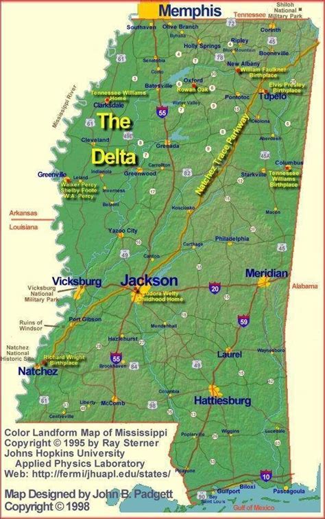 Mwp Mississippi Literary Landmarks Map Mississippi Vicksburg Map