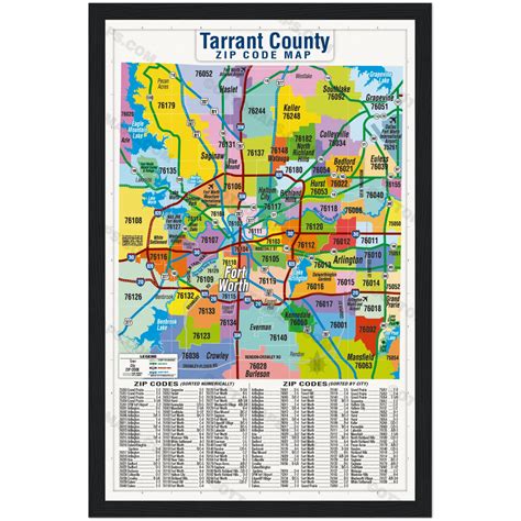 Tarrant County Zip Code Map Zip Codes Colored Poster Prints Otto Maps