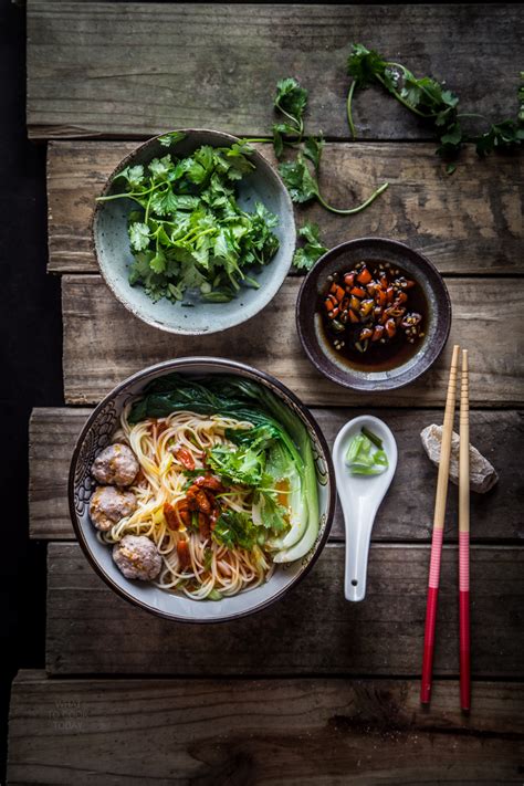 In a pot place the water, simon gault home cuisine chicken stock, lime leaves, lemongrass, ginger, coriander root, chillies remove chicken from the soup, shred and set aside. Easy breezy Chinese meatballs noodle soup | What To Cook Today