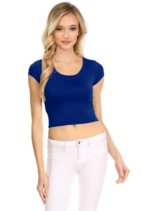 Nyl Womens Basic Short Sleeve Scoop Neck Crop Top Usa Xxx Large Royal Blue Walmart Canada