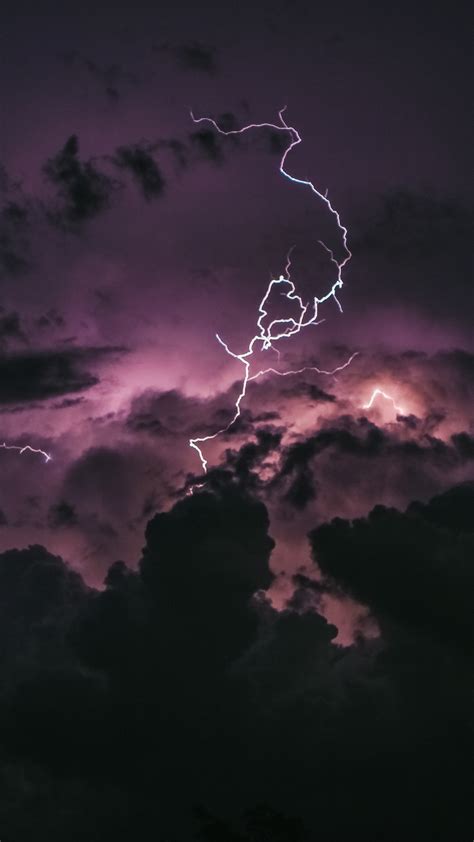 Download Storm Lightning And Purple Dark Sky 1080x1920 Resolution Hd