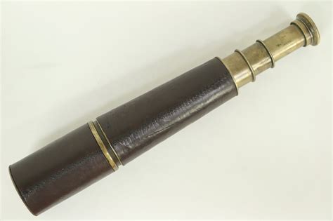 Sold Spyglass Telescope English 1916 Antique 4 Section Brass And Leather High 29008 Harp