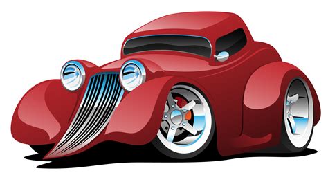 Red Hot Rod Restomod Coupe Cartoon Ilustração Vetorial De Carro 372831