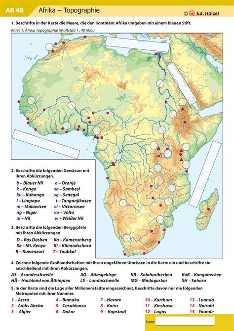 Atlasarbeit Afrika Topographie Unterrichtsmaterial Im Fach Erdkunde