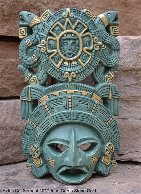 History Aztec Maya Artifact Mask Sun Stone And Serpents Etsy