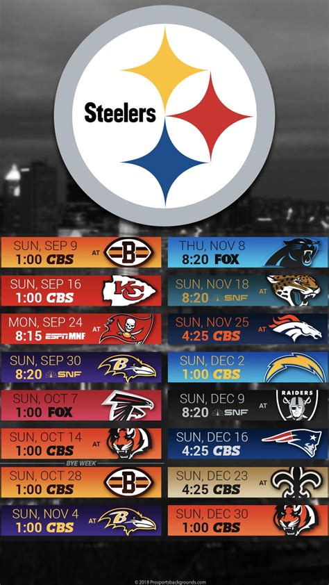 Printable Steeler Schedule