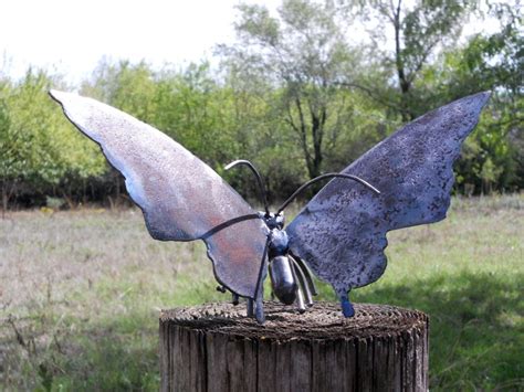 Butterfly Metal Sculpture Welded Metal Art Yard Art Garden Art Junk