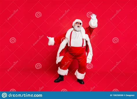 Full Size Photo Of Funny Fat Overweight Santa Claus With Big Abdomen