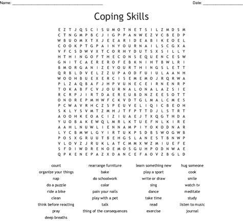Coping Skills Word Search Wordmint
