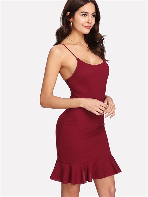 ruffle hem form fitted cami dressfor women romwe casual dresses for women formal dresses long