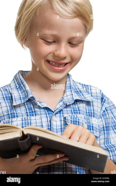 Cute Boy Reading Book Stock Photo Alamy