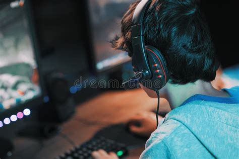 Young Gamer Playing Online Video Games Stock Image Image Of People