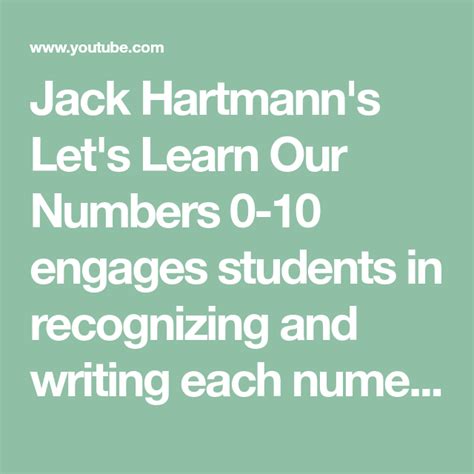 Jack Hartmanns Lets Learn Our Numbers 0 10 Engages Students In