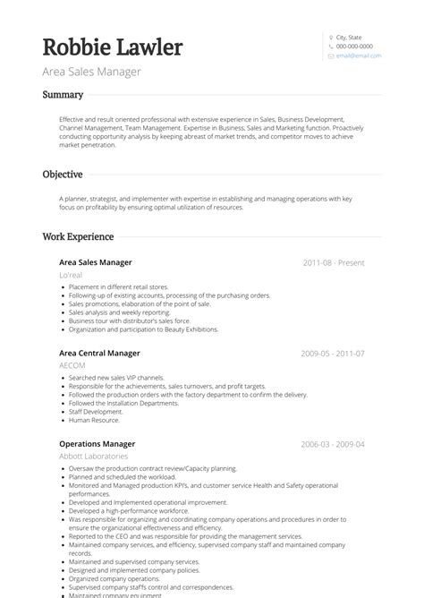 Area Manager Resume Samples And Templates Visualcv
