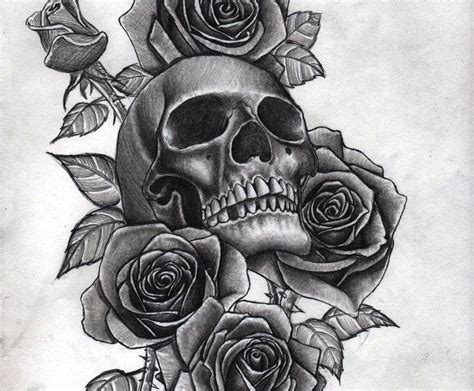 Trippy Skull And Rose Sketch Best Tattoo Ideas