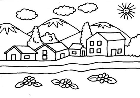 dibujos de paisajes para colorear fáciles