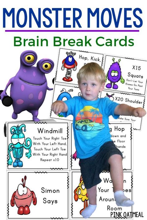 Together science, technology, engineering and math evolved in an activity makes it stem. Monster Moves - Brain Break Cards | Pink Oatmeal Shop ...
