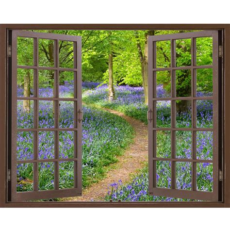 Window Frame Mural Bluebell Wood Huge Size Peel And Stick Etsy