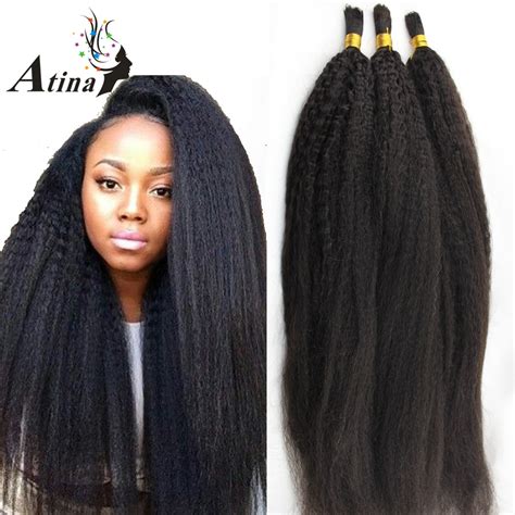Atina Kinky Straight Human Hair Bulk Braiding No Weft Afro Kinky