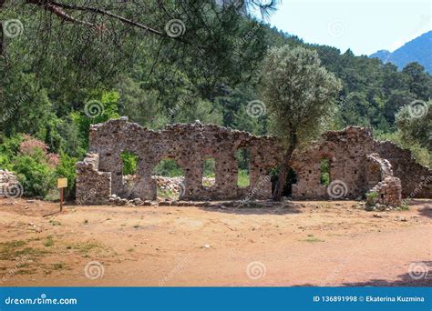 The Ruins Of An Ancient Greek City In Green Trees On The Mediterranean