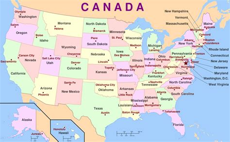 Us Map With Abbreviations And Capitals Map Vector