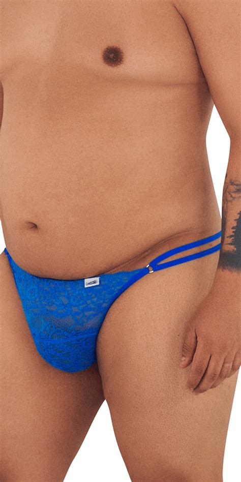 Candyman 99421x Lace G String Thongs Royal Blue Mensunderwearstore