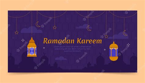 Premium Vector Flat Ramadan Celebration Horizontal Banner Template