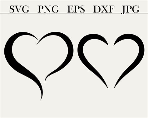 Open Heart Svg Hearts Svg Love Svg Files Silhouette Cut Files Etsy