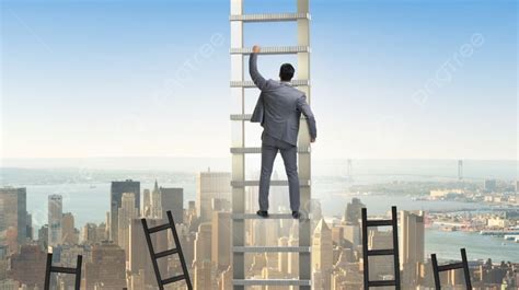 The Career Concept With Businessman Climbing Ladder Career Concept With