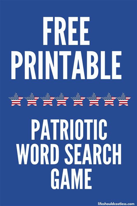 Free Printable Patriotic Word Search Game Patriotic Words Word