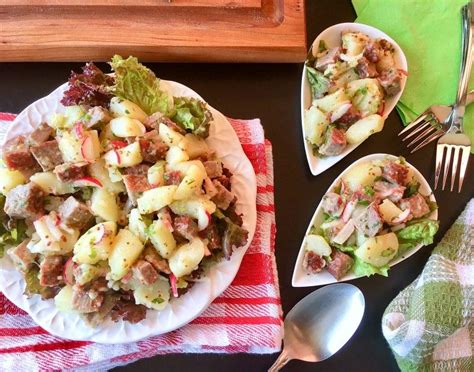 The meat is rubbed with chili, mustard and garlic powders. Smoked Brisket Potato Salad | Smoked brisket, Healthy ...