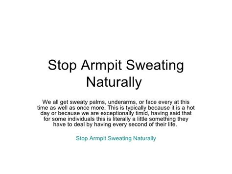 Stop Armpit Sweating Naturally