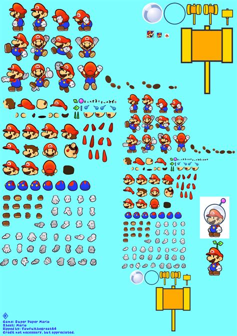 The Spriters Resource Full Sheet View Super Paper Mario Mario