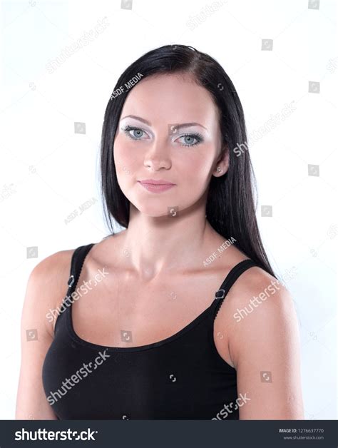 Portrait Beautiful Blackhaired Woman Posing On ภาพสต็อก 1276637770