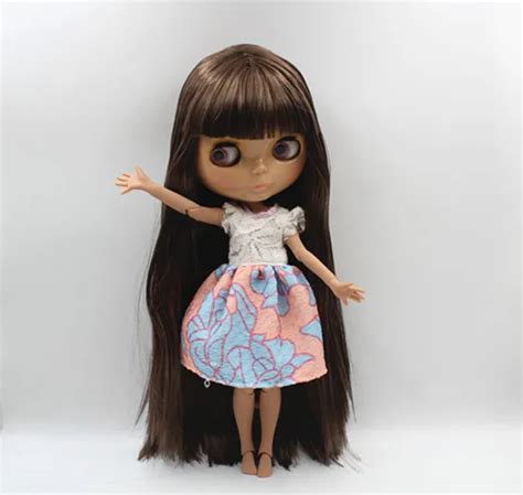 Blygirl Blyth Doll Brown Bangs Straight Hair Naked Doll Tan Skin Joint Body Joint Diy Doll