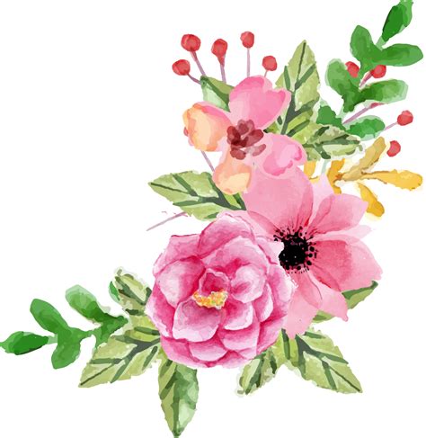Pink Watercolor Flowers Vector Art Png Watercolor Pink Flowers Png