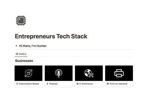 The Entrepreneurs Tech Stack | Notion Template