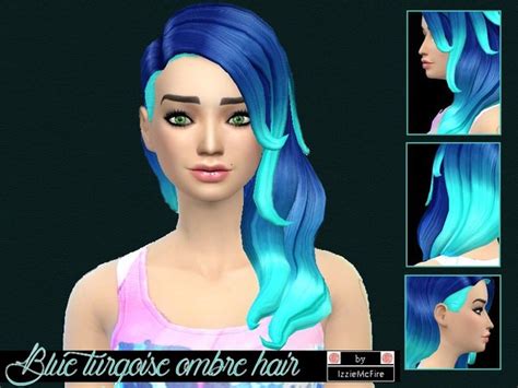 The Sims Resource Blue Turqoise Ombre Hairstyle By Izzie Mc Fire