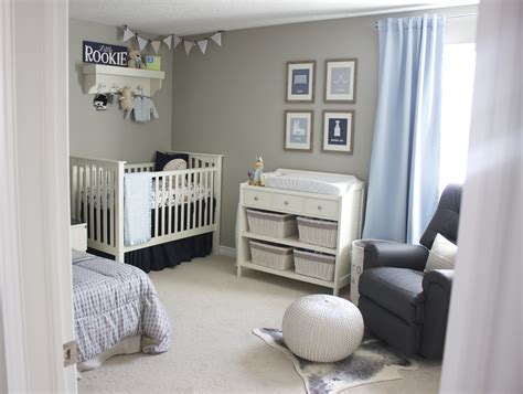 If you are dying for a little color, you could always choose one accent color to introduce into. A Blue and Gray Sports Inspired Nursery - Project Nursery