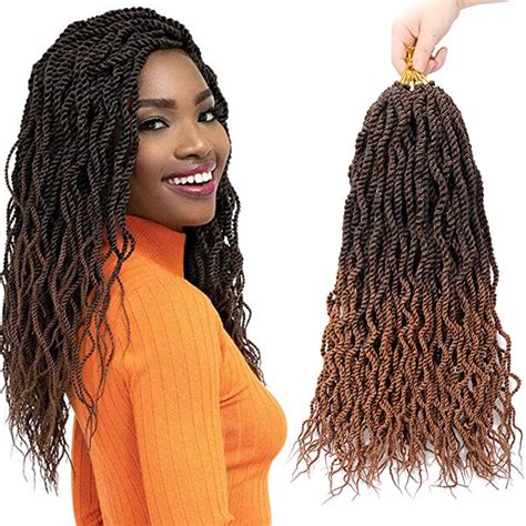 Buy 18 Inch Wavy Senegalese Twist Crochet Braids Hair 8 Packs Pre Looped Twist Braids Goddess