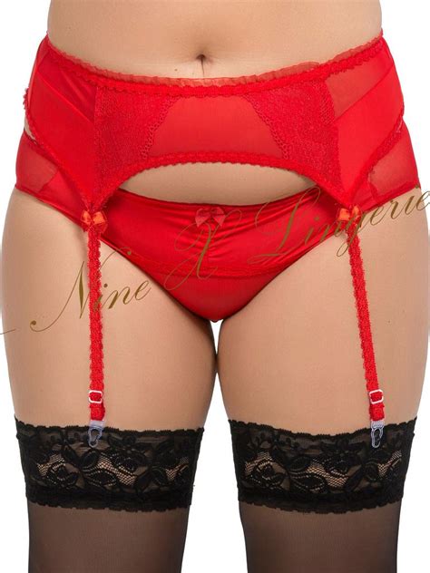 Nine X Sexy Plus Size Lingerie S 8xl 8 28 Sheer Mesh And Lace Garter Belt Ebay